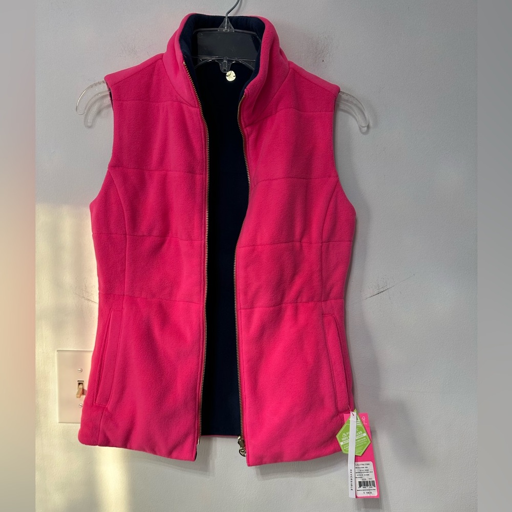 New Lilly Pulitzer reversible fleece vest size XXS